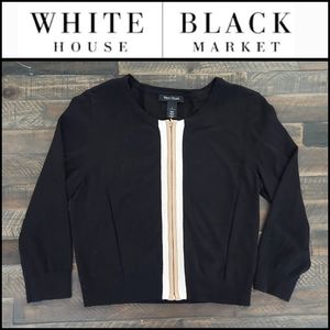 White House Black Market women black zipper sweater 3/4 sleeve size small
